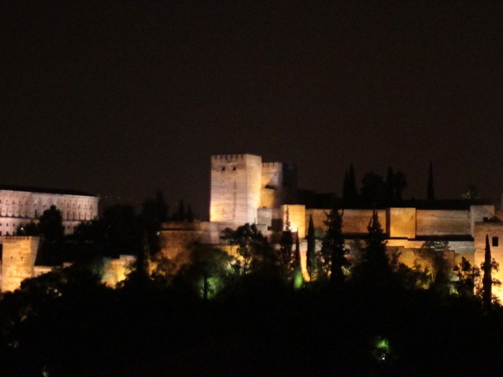 Granada / Grenade - Vue sur l'Alhambra de nuit